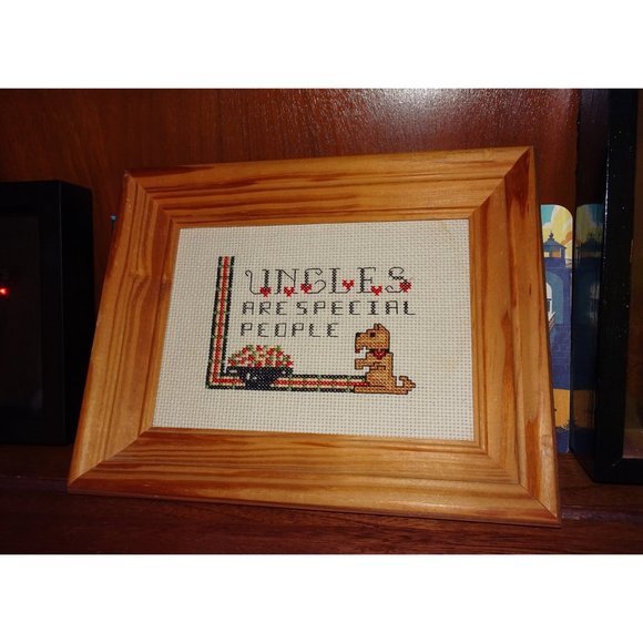 Vintage Framed Cross Stitch Uncles Are Special People Wall Hanging flowers dog - Picture 7 of 10
